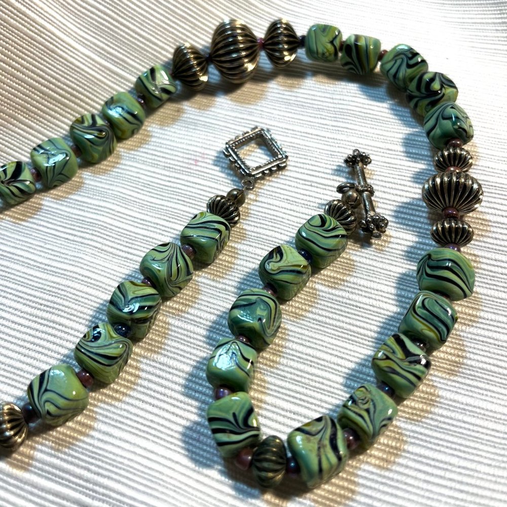 Vintage Ceramic painted necklace